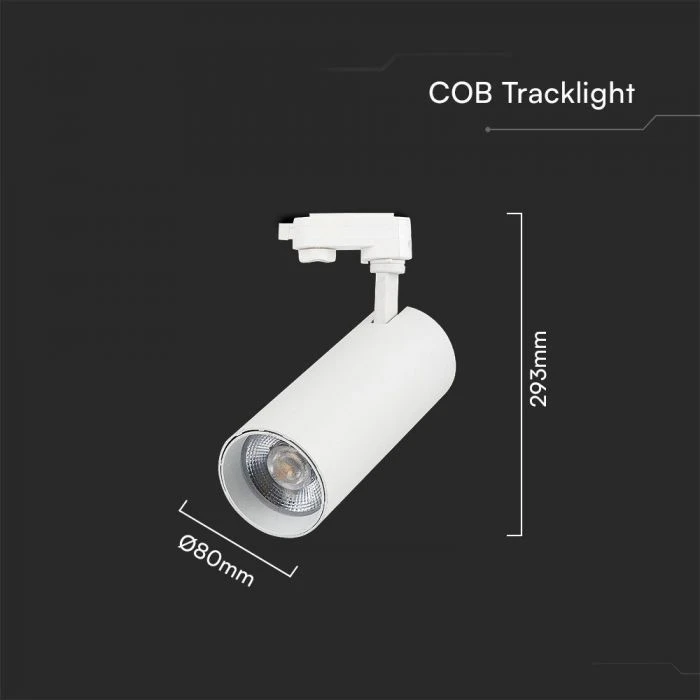 V-tac 40W LED šviestuvas į bėgelius, baltas, 3000/4000/6400K