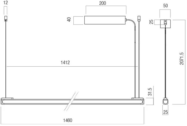 41W LED pakabinamas šviestuvas CRISP, juodos sp., 3000K, dimeriuojamas, 01-4700