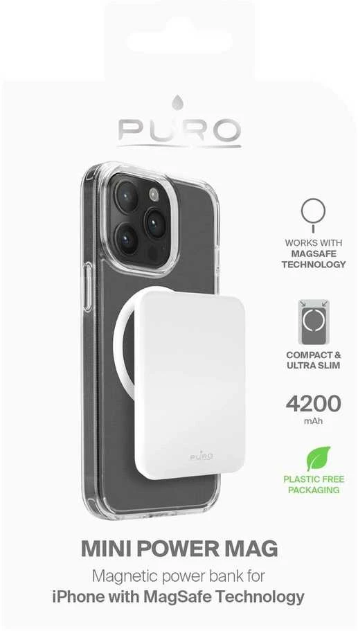Nezatříděno Puro Elektrik Puro Slim Power Mag 4200mAh Power Bank with MagSafe USB-C - Baltas
