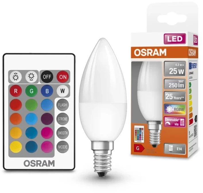 Osram 4,2W LED lemputė LED SUPERSTAR CLASSIC B 25, E14, 2700K/RGB, dimeriuojama