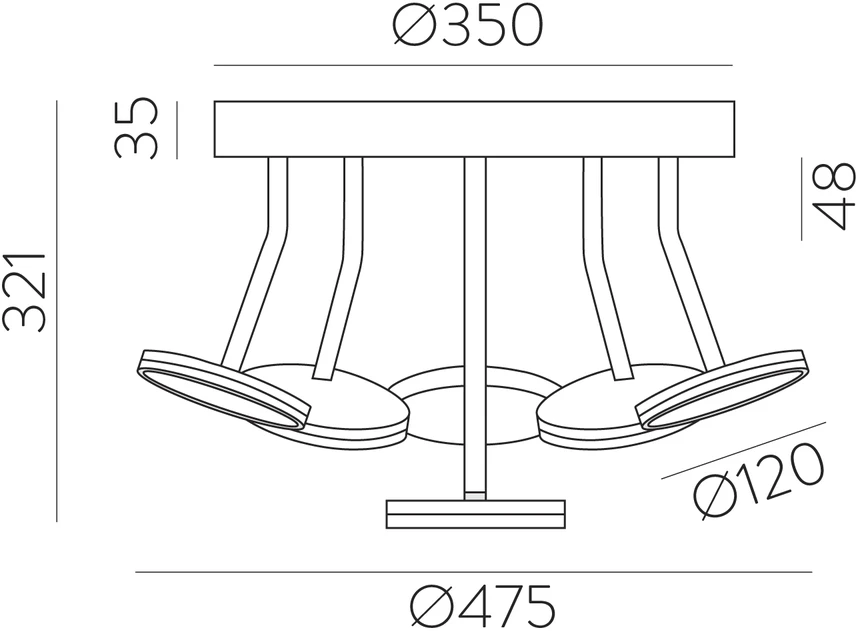 42W LED lubinis šviestuvas CORVUS, juodas, 3000K, dimeriuojamas, P3945000NDP