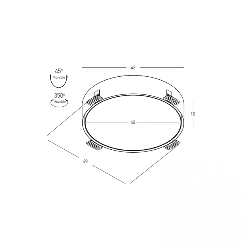 42W LED užglaistomas šviestuvas, juodas, 2700/3200/4000K, DALI, 25214