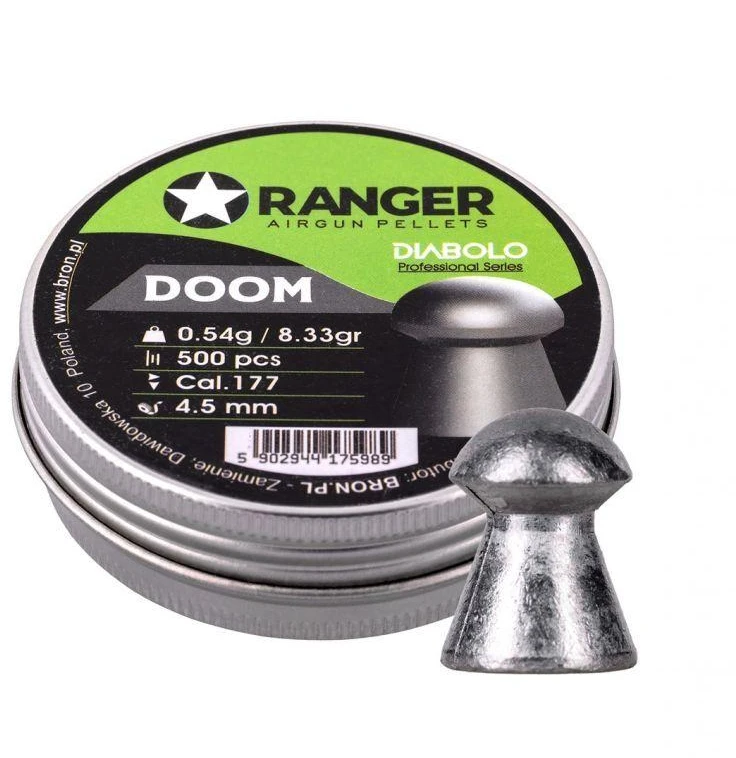 4,5 mm RANGER Diabolo Profesionalūs "Doom" šratojiukai, grybo formos, 500 vnt., 0,54 g
