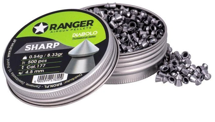 4,5 mm RANGER Diabolo Profesionalūs Šratai Aštriu Antgaliu 500 vnt. 0,54 g