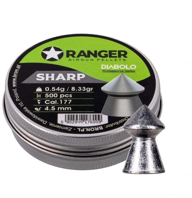 4,5 mm RANGER Diabolo Profesionalūs Šratai Aštriu Antgaliu 500 vnt. 0,54 g