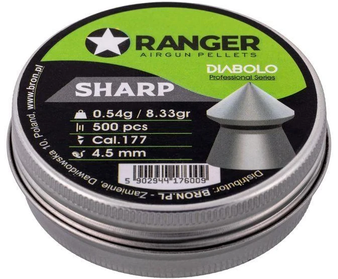 4,5 mm RANGER Diabolo Profesionalūs Šratai Aštriu Antgaliu 500 vnt. 0,54 g