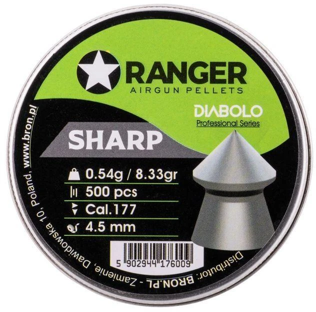 4,5 mm RANGER Diabolo Profesionalūs Šratai Aštriu Antgaliu 500 vnt. 0,54 g