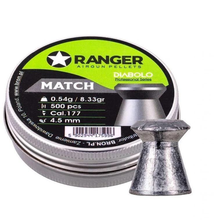 4.5 mm RANGER Diabolo Profesionalūs Varžybiniai plokšti šratai 500 vnt. 0.54 g