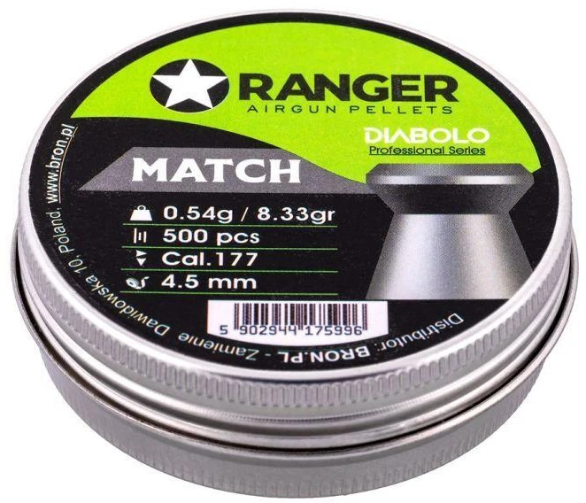 4.5 mm RANGER Diabolo Profesionalūs Varžybiniai plokšti šratai 500 vnt. 0.54 g