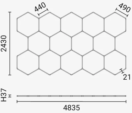Lubinis šviestuvas 456W LED lubinis korio formos šviestuvas 14HEX, baltas, 6000K