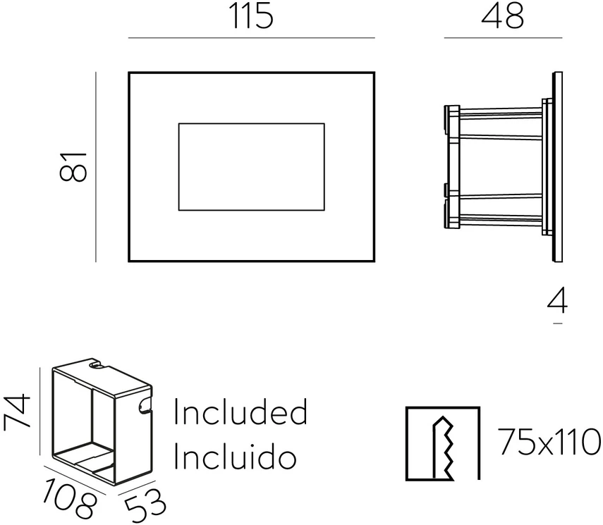 4,5W LED įleidžiamo montavimo sieninis šviestuvas NURA, blizgios baltos sp., 2700/3000/4000K, IP65, E4038070BB