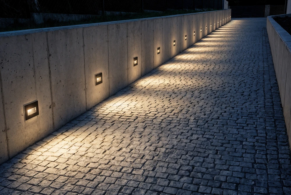 4,5W LED įleidžiamo montavimo sieninis šviestuvas SOLIS, blizgios juodos sp., 2700/3000/4000K, IP65, E4039070NB