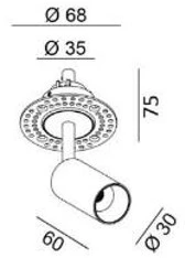 4,5W LED užglaistomas šviestuvas NANO TUB S TRIMLESS, chromo sp., 3000K