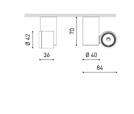 Lubinis šviestuvas 4,5W paviršinis šviestuvas iO SURFACE, juodas, 3000K