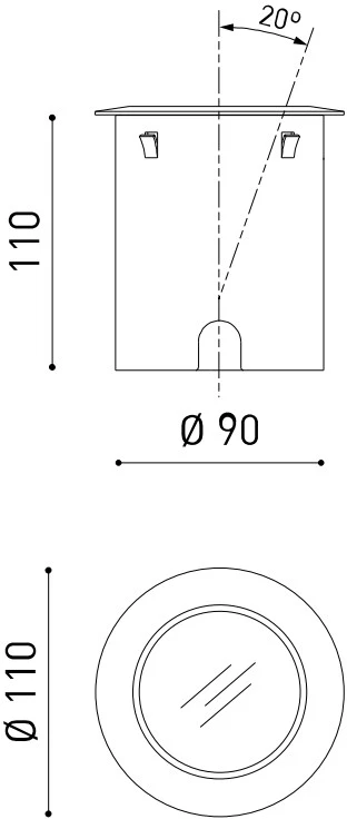 4,6/6,7/10,5W įleidžiamas į žemę lauko šviestuvas DARK M, juodas, 2700K, IP67, asimetrinis