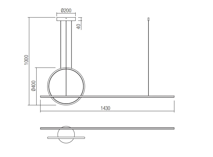 46W LED pakabinamas šviestuvas GIOTTO, juodas, 3000K, dimeriuojamas, 01-1735