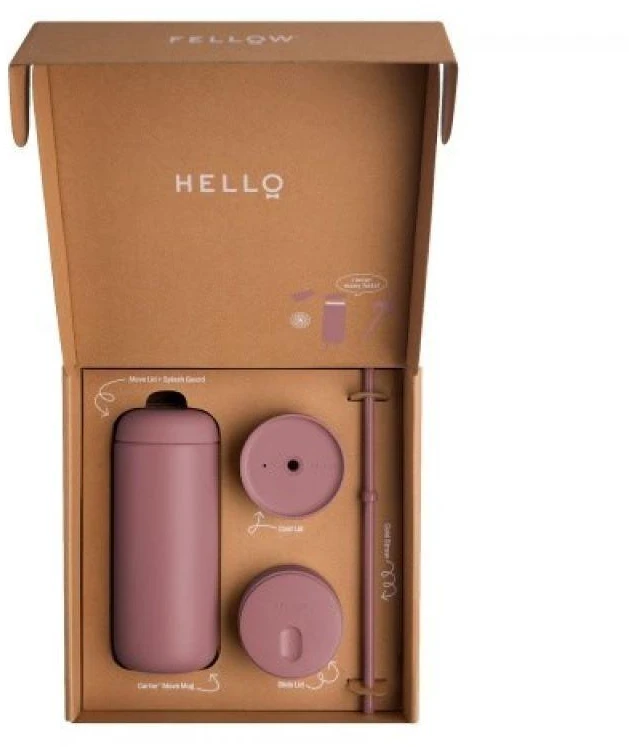 Fellow Carter Move Mug 3-in-1 kelioninis puodelis su 3 dangteliais, 473 ml, milteliai, Rožinė