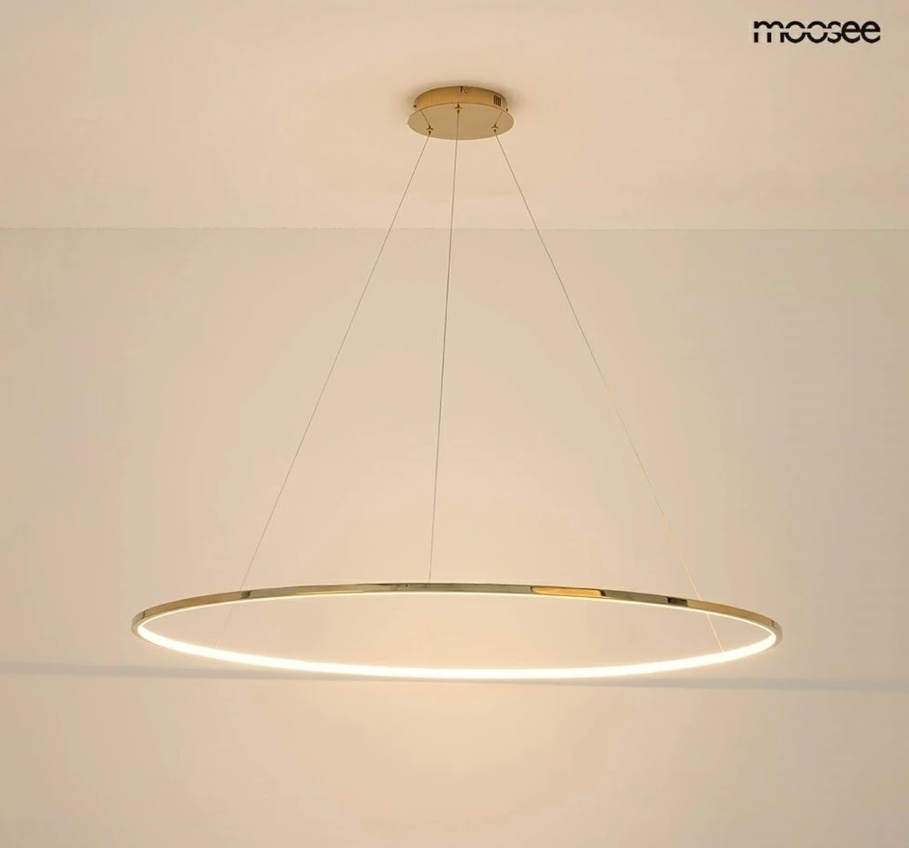 47W LED pakabinamas šviestuvas RING SLIM 150, aukso sp., 3000K, su nuotolinio valdymo pulteliu, dimeriuojamas