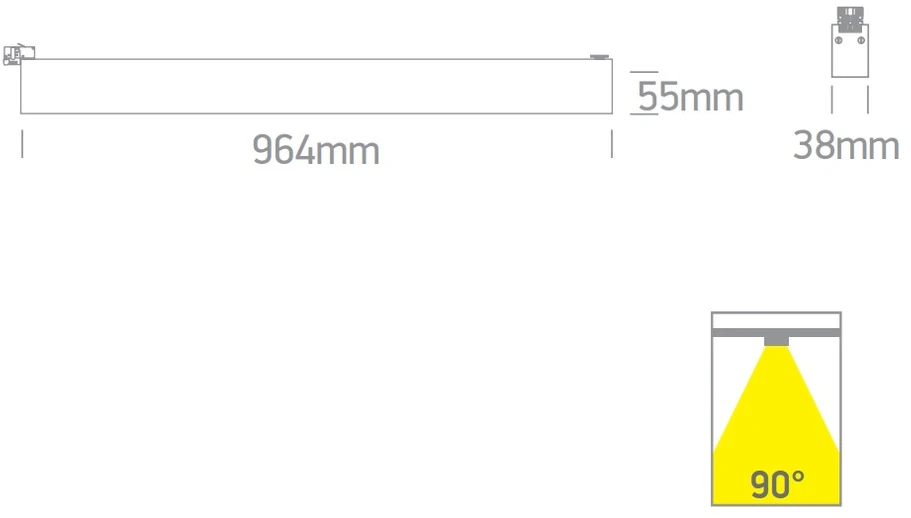 48W LED linijinis bėgelio šviestuvas, juodas, 3000/4200/6500K, 65028CT/B/V