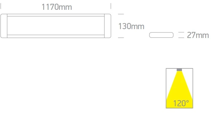 48W LED paviršinis linijinis šviestuvas, baltas, 3000/4000/6500K, 38248M/W/V