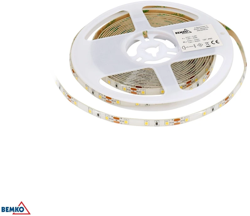 Bemko 4,8W/m LED juosta PREMIUM, 12V, 6500K, IP65, 5m ritė