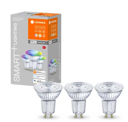 4,9W LED lemputė SMART+ WiFi 45°, GU10, 2700…6500K/RGB, 3 vnt. pakuotėje