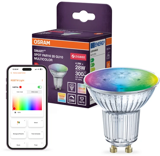 4,9W LED lemputė SMART+ ZIGBEE, GU10, 2700…6500K/RGB, 100°, dimeriuojama