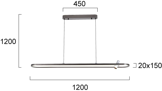 49W LED pakabinamas šviestuvas VALERIA, šlifuotos pilkos sp., 3000K, 4336800