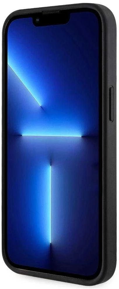 Guess 4G Stripes su portfelem Magsafe Apple iPhone 15 dėklas telefonui juodos spalvos