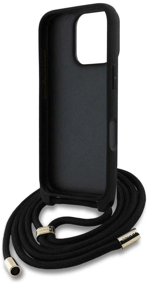 Dėklas Guess 4G Big Logo Cord Stap Crossbody Apple iPhone 16 Pro Max rudos spalvos