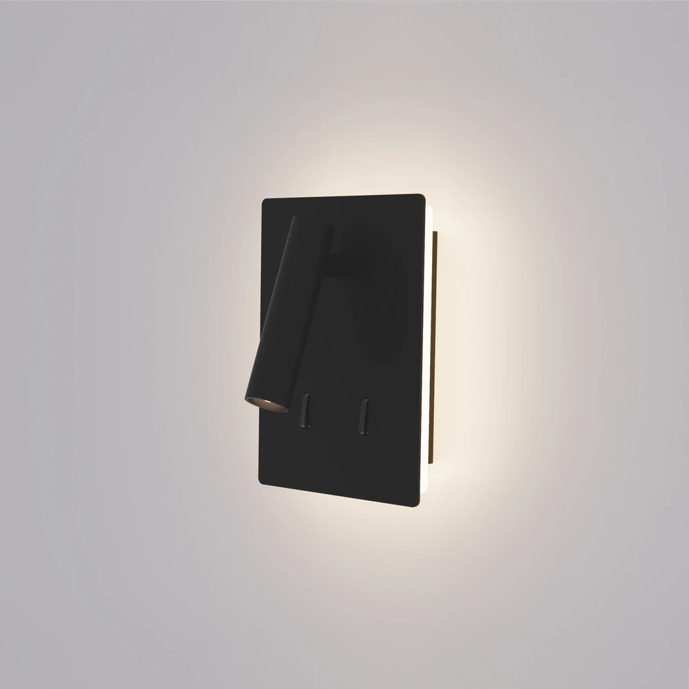 4W + 3W LED sieninis šviestuvas MANAT MINI, juodas, 3000K, A3568100N