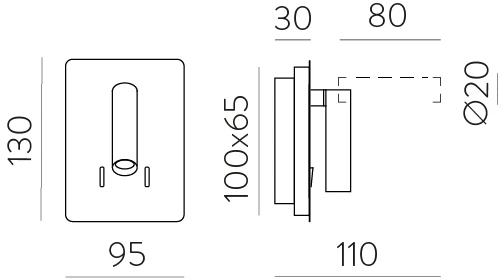 4W + 3W LED sieninis šviestuvas MANAT MINI, baltas, 3000K, A3568100B