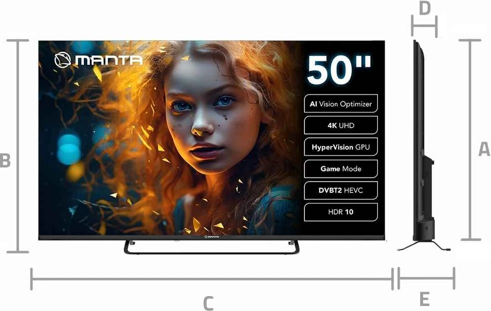 50 colių 4K UHD išmanusis televizorius Manta MATV002LUV50