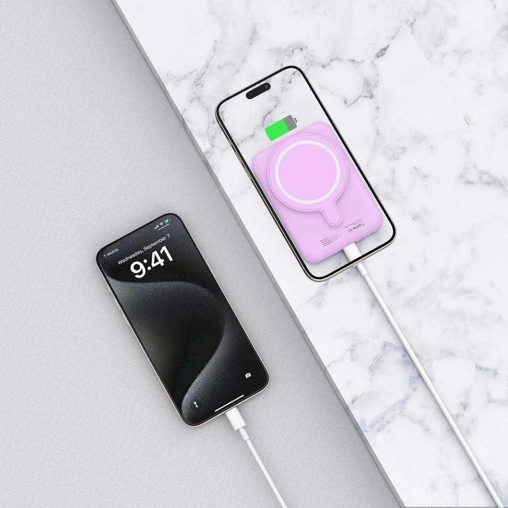 Tech-Protect LifeMag MagSafe PB10 5000mAh Power Bank – rožinės spalvos