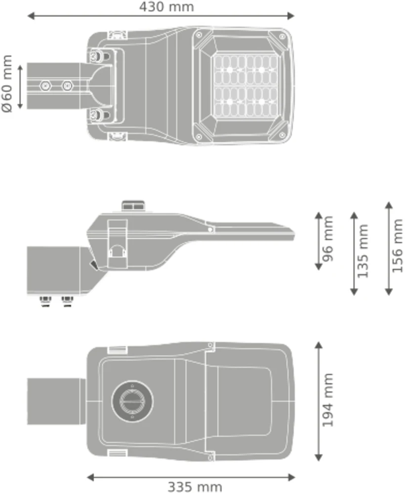 50W LED gatvės šviestuvas STREETLIGHT COMPACT, šviesaus aliuminio sp., 4000K, 74° x 146°, DALI
