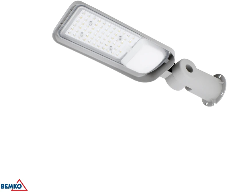 Bemko 50W LED gatvės šviestuvas su šviesos jutikliu JAZMIN, šviesiai pilkas, 4000K, IP65, 140°x70°
