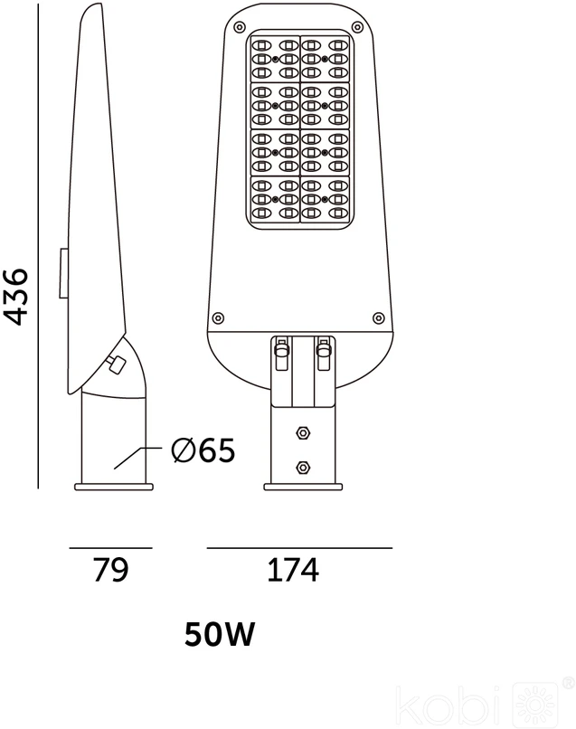 50W LED gatvės šviestuvas ULTIMATE STREET, pilkas, 4000K, IP66, dimeriuojamas