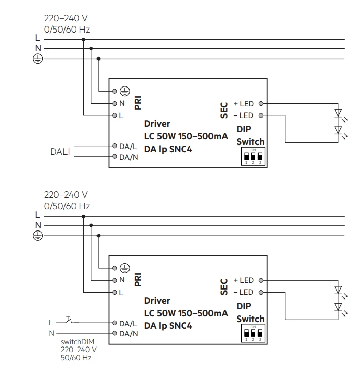 50W LED maitinimo šaltinis TRIDONIC LC SNC4, 150-500mA, DALI