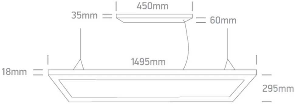 50W LED pakabinama panelė, 150x30cm, balta, 3000/4000/5700K, šviečia į viršų ir į apačią, 38012B/W/V