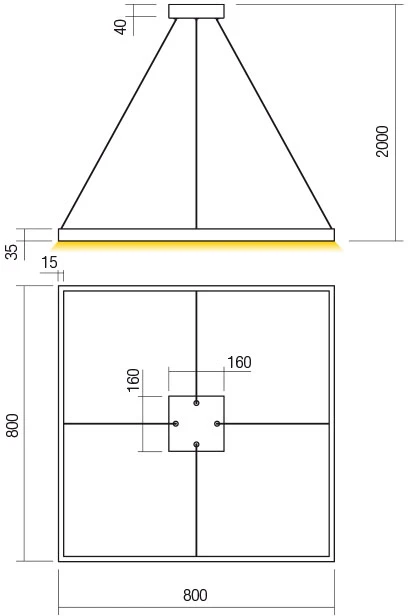 50W LED pakabinamas šviestuvas FEBE, matinės aukso sp., 3000K, dimeriuojamas, 01-2907