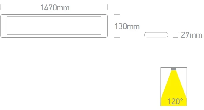 50W LED paviršinis linijinis šviestuvas, baltas, 3000/4000/6500K, 38250M/W/V