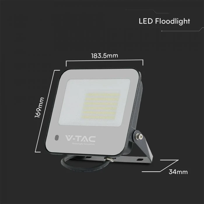V-tac 50W LED prožektorius, juodu korpusu, 6500K/RGB, dimeriuojamas, su nuotolinio valdymo pulteliu