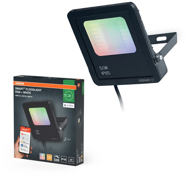 50W LED prožektorius SMART+, tamsiai pilkas, 3000K/RGB, valdomas programėle