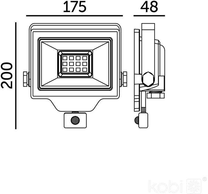 50W LED prožektorius su judesio davikliu DELYO MHNC, juodas, 6000K, IP54