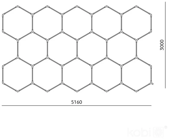 513W LED lubinis šviestuvas HEXLINE 300x516cm, baltas, 6500K