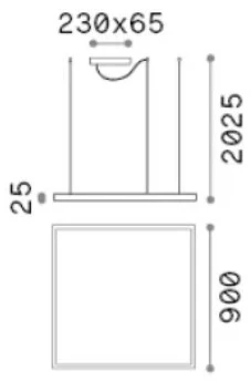 Ideal Lux Pakabinamas šviestuvas Oracle Slim D90 Square Bk 3000K