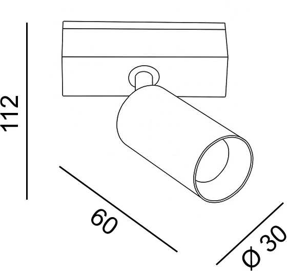 5.4W LED šviestuvas TUB S A 60 į magnetinę sistemą IN_LINE, žalvario sp., 3000K, 48V, 50°