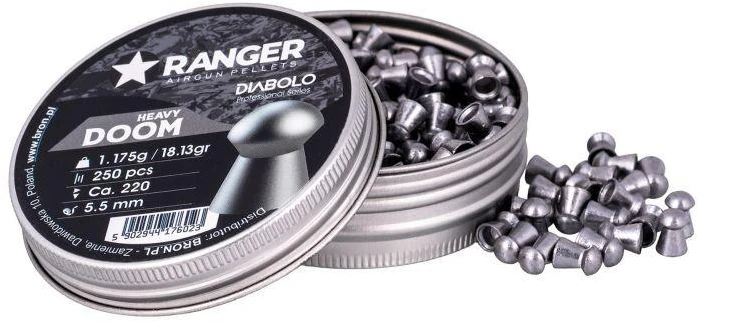 5.5 mm RANGER Diabolo Doom Heavy plokšti šratai 250 vnt. 1.175 g