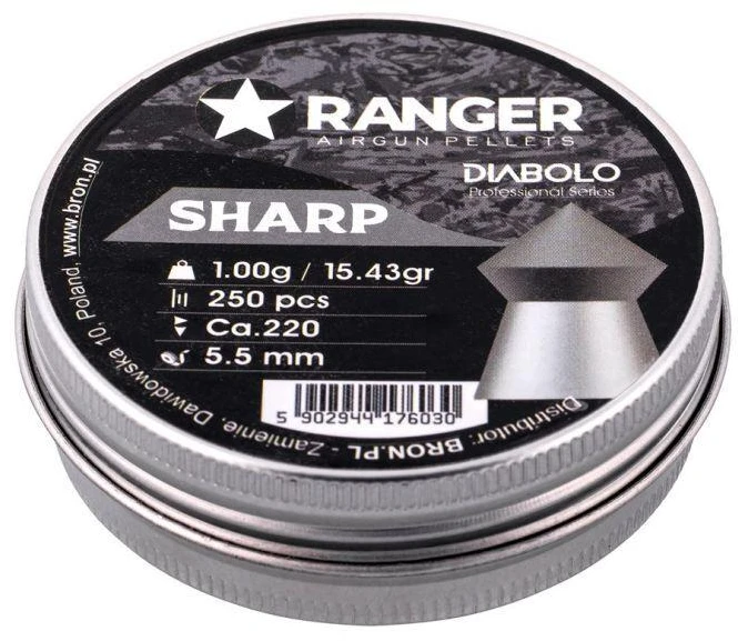 5,5 mm RANGER Diabolo šratukai aštriais galiukais 250 vnt. 1,00 g