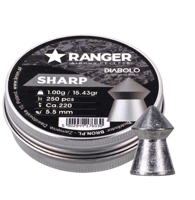 5,5 mm RANGER Diabolo šratukai aštriais galiukais 250 vnt. 1,00 g